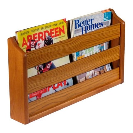 Wooden Mallet Wooden Mallet Wall Mount or Countertop Magazine Rack 20"W Medium Oak MRS2MO